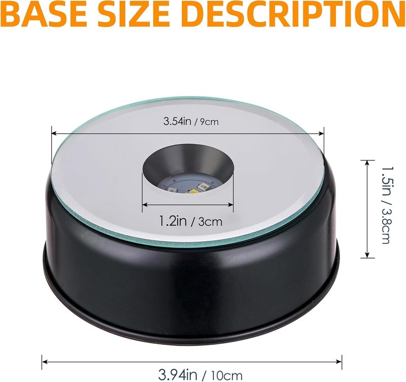 EUSTUMA Rotating LED Display Base Colorful Light Crystal Display Base Stand,Lighted Up Stand Color Changing Small LED for 3D Glass Crystal Art,Holiday Party Decoration. (B-Black-White Light) - Image 4